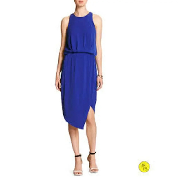 NWT Banana Republic Women's Asymmetrical Hi-Low‎ Dress Blue Sleeveless Size 0 - Picture 1 of 7